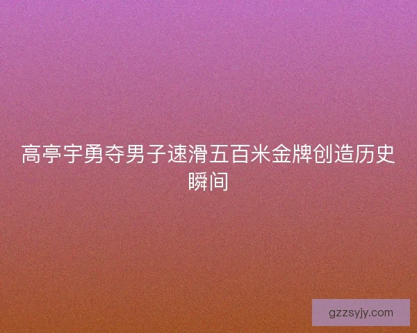高亭宇勇夺男子速滑五百米金牌创造历史瞬间